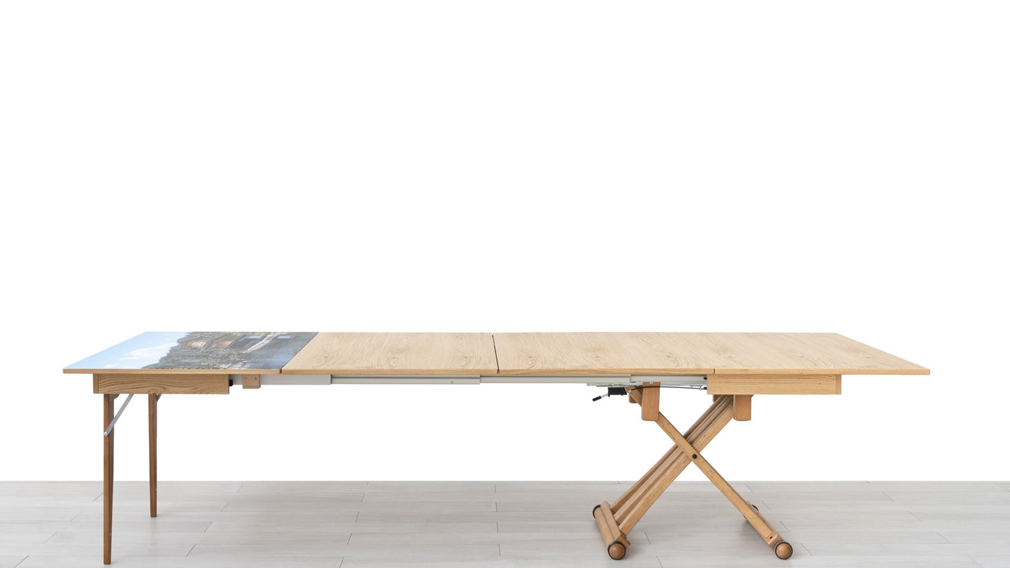 TAVOLINO ESTENSIBILE Finitura Rovere Grezzo 304cm - 14 posti