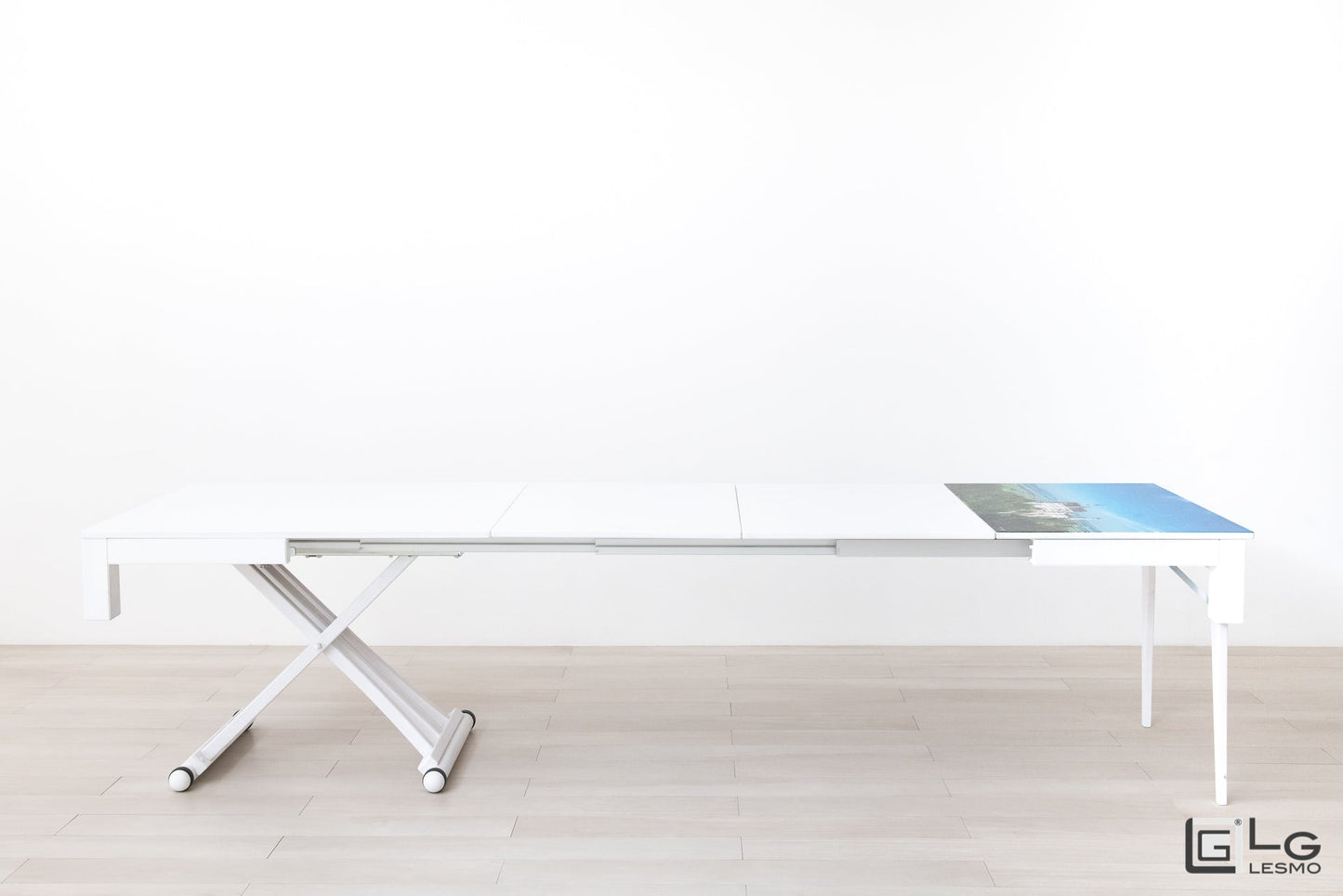 TAVOLINO ESTENSIBILE Finitura Rovere Bianco 311cm - 14 posti