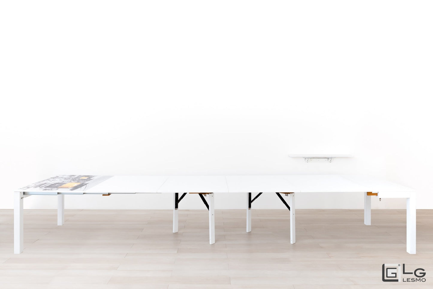 CONSOLLE ALLUNGABILE Finitura Rovere Bianco 475cm - 20 posti