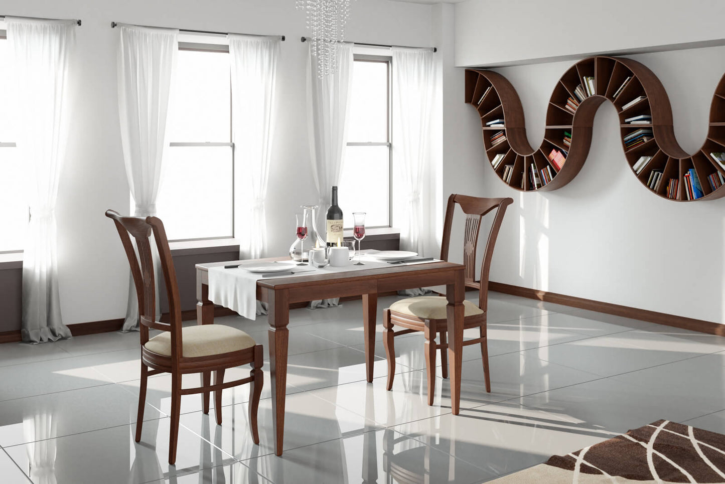 TAVOLO ALLUNGABILE CLASSICO QUADRATO<br> Top Cristallo - 8/10 posti