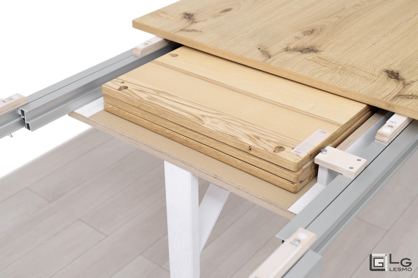 TAVOLO ALLUNGABILE Finitura Rovere Grezzo e Bianco 293cm - 14 posti