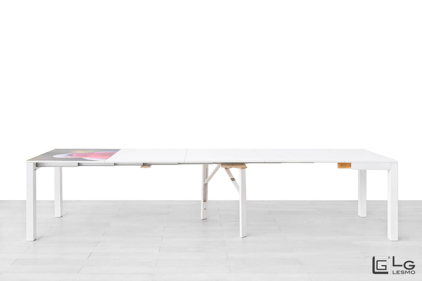 CONSOLLE ALLUNGABILE Finitura Frassino Bianco 355cm - 14 posti