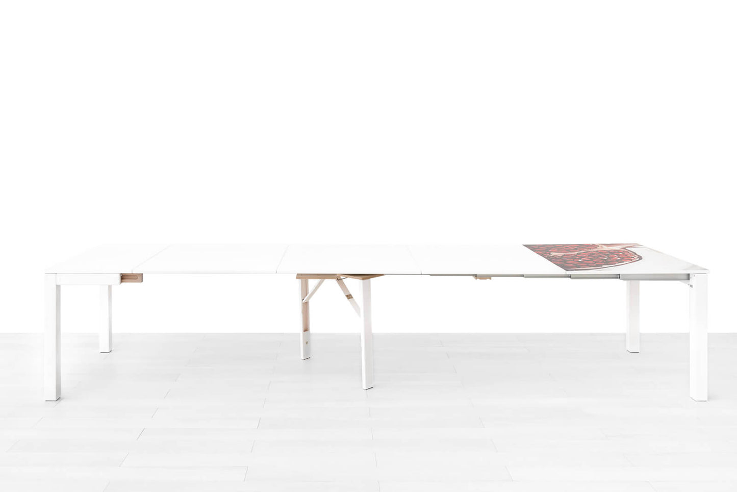 CONSOLLE ALLUNGABILE Finitura Frassino Bianco 383cm - 16 posti