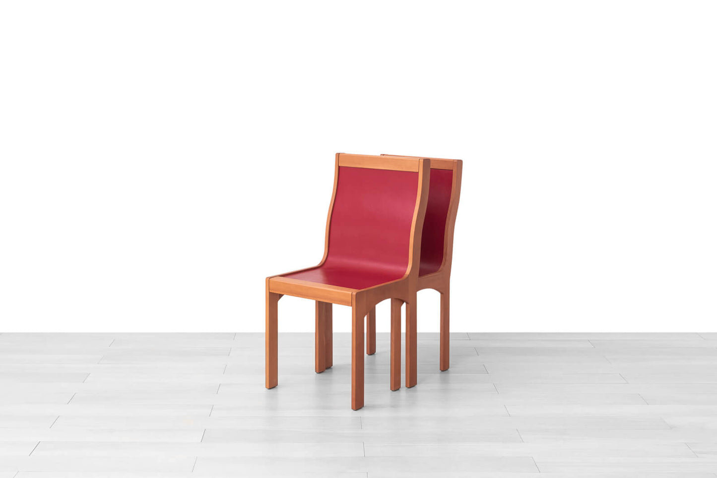 SEDIA DUPLEX Finitura in Ciliegio Similpelle Rossa