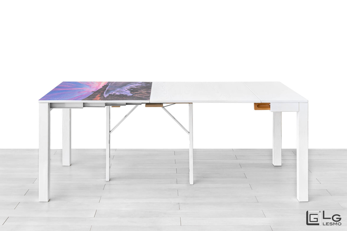 CONSOLLE ALLUNGABILE Finitura Frassino Bianco 284cm - 12 posti