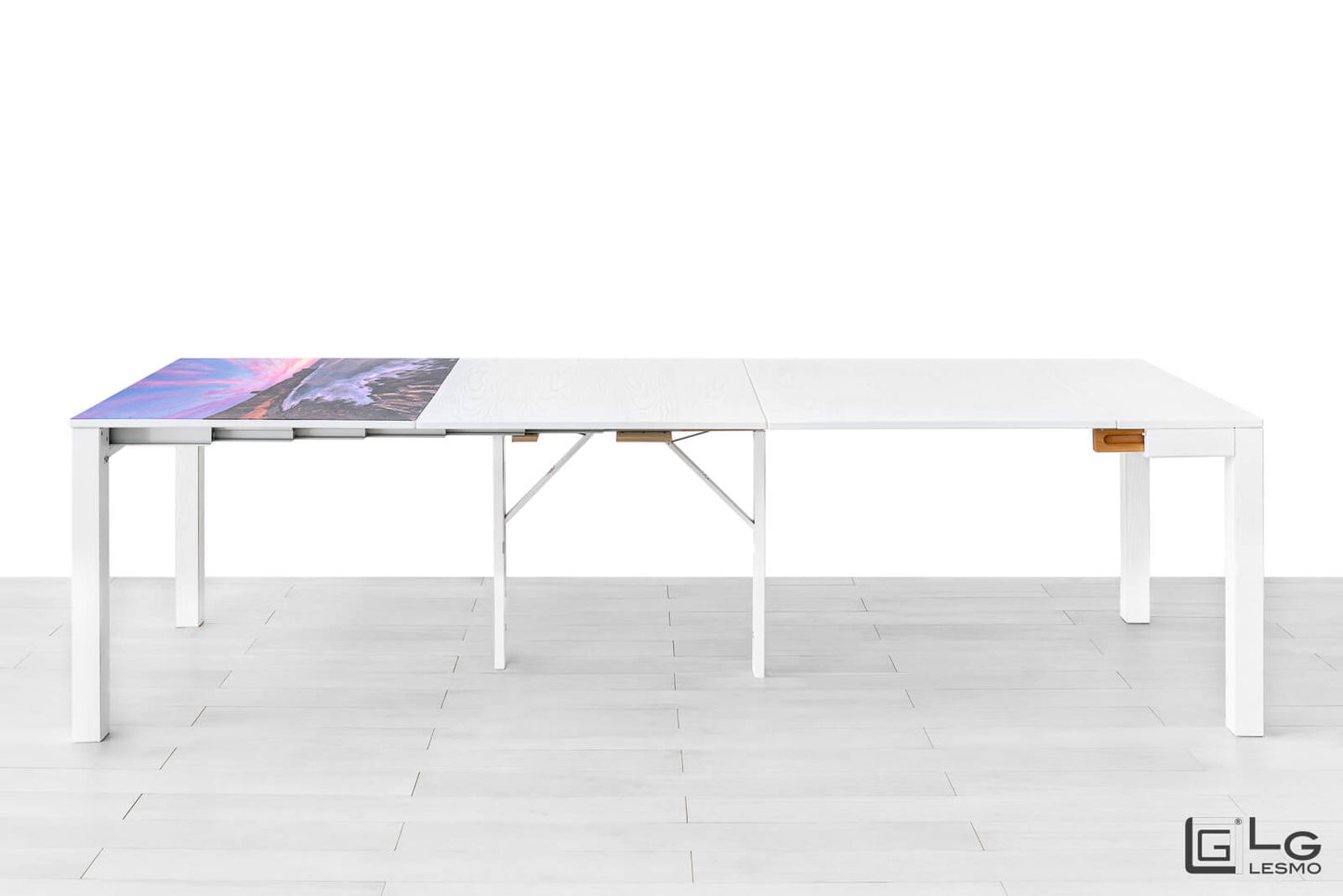 CONSOLLE ALLUNGABILE Finitura Frassino Bianco 284cm - 12 posti