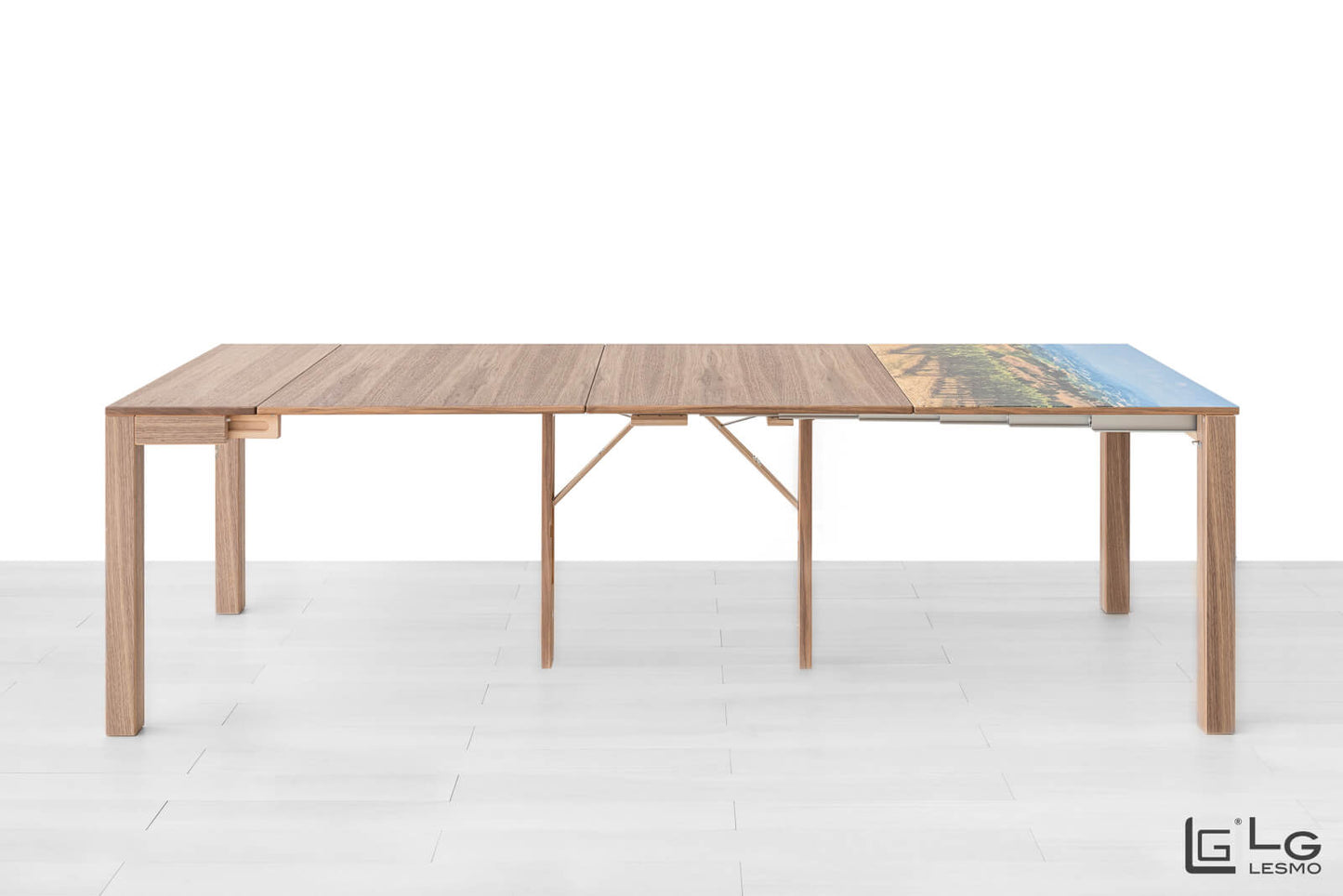 CONSOLLE ALLUNGABILE Finitura Noce Canaletto Natura Legno 284cm - 12 posti