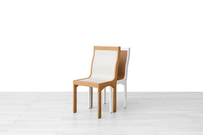 SEDIA DUPLEX Finitura in Rovere Naturale e Bianco Similpelle Panna e Caramello
