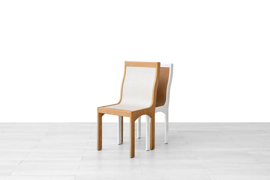 SEDIA DUPLEX Finitura in Rovere Naturale e Bianco Similpelle Panna e Caramello