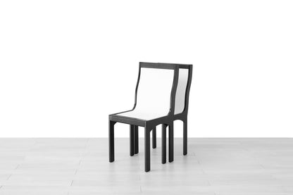 SEDIA DUPLEX Finitura Frassino Nero Similpelle Bianco
