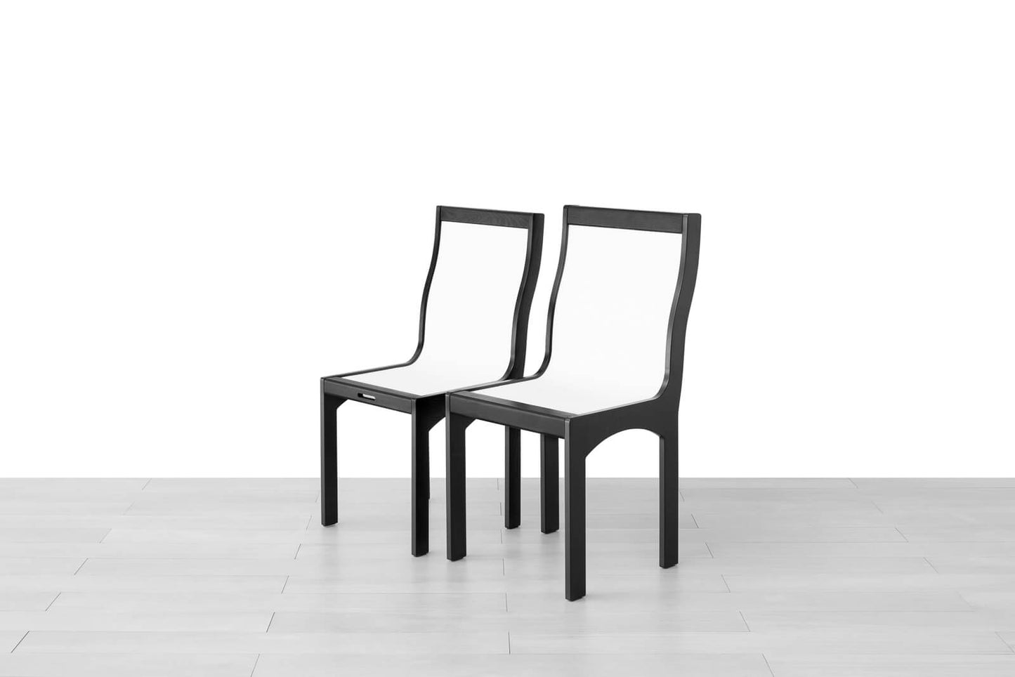 SEDIA DUPLEX Finitura Frassino Nero Similpelle Bianco