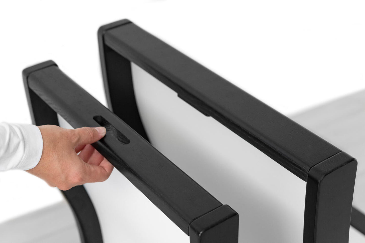 SEDIA DUPLEX Finitura Frassino Nero Similpelle Bianco