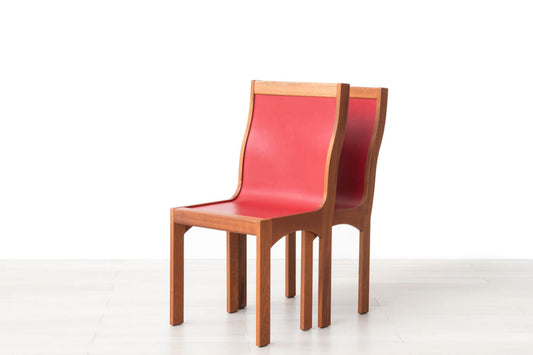 SEDIA DUPLEX Finitura in Mogano Similpelle Rossa