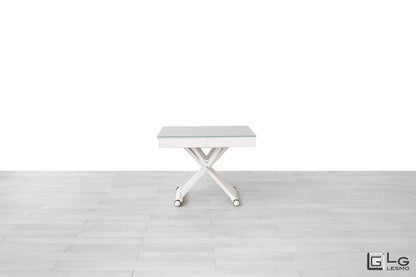 TAVOLINO ESTENSIBILE Finitura Frassino Bianco e Cristallo 304cm - 14 posti