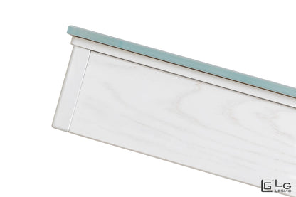 TAVOLINO ESTENSIBILE Finitura Frassino Bianco e Cristallo 304cm - 14 posti