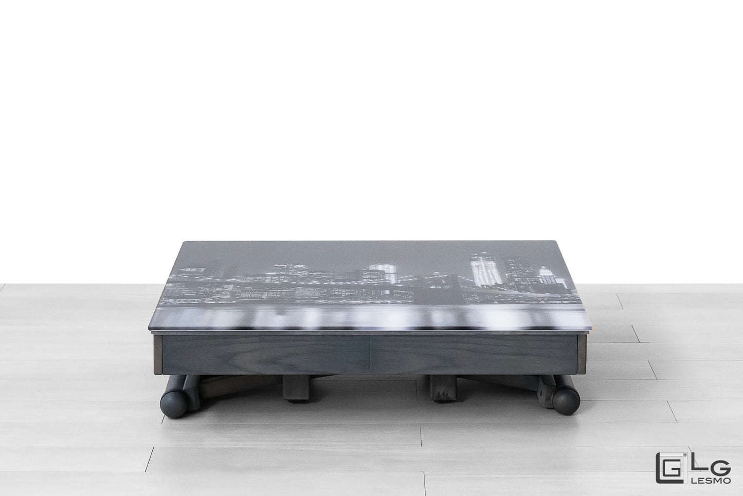 TAVOLINO ESTENSIBILE Finitura Frassino Antracite e Cristallo 271cm - 12 posti