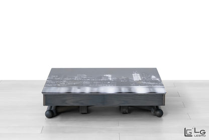 TAVOLINO ESTENSIBILE Finitura Frassino Antracite e Cristallo 271cm - 12 posti