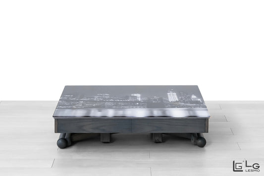 TAVOLINO ESTENSIBILE Finitura Frassino Antracite e Cristallo 271cm - 12 posti