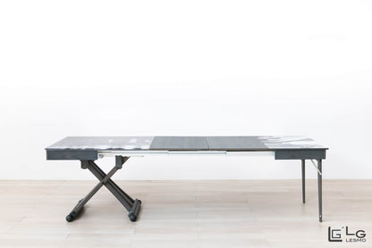 TAVOLINO ESTENSIBILE Finitura Frassino Antracite e Cristallo 271cm - 12 posti