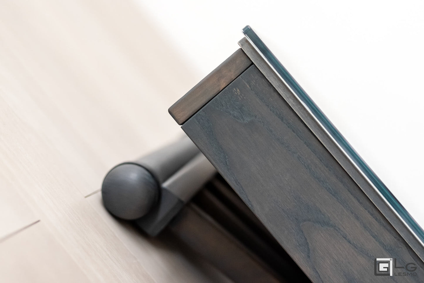 TAVOLINO ESTENSIBILE Finitura Frassino Antracite e Cristallo 271cm - 12 posti
