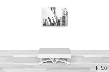 TAVOLINO ESTENSIBILE Finitura Frassino Bianco e Cristallo 304cm - 14 posti